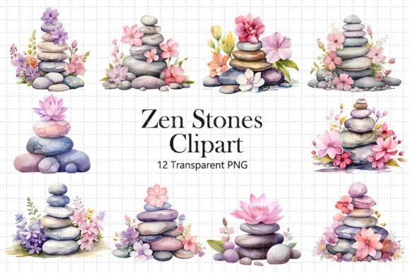 Download Zen Stones Watercolor Clipart Bundle - Premium Bundle