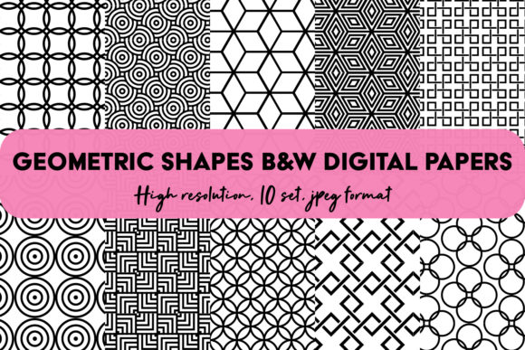 Download Geometric Digital Papers Set Pattern B&amp;W - Paper Collection