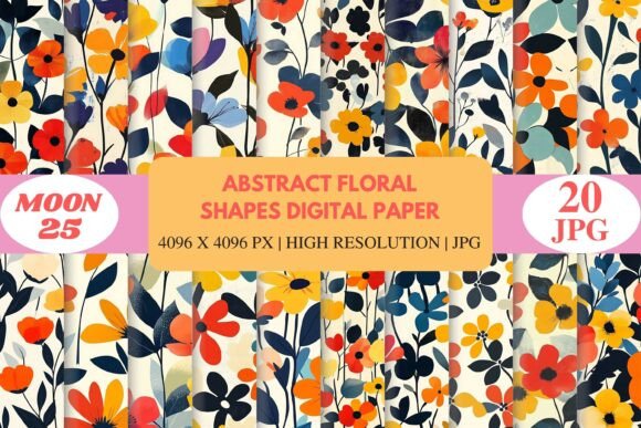 Download Abstract Floral Shapes Digital Paper - Paper Collection