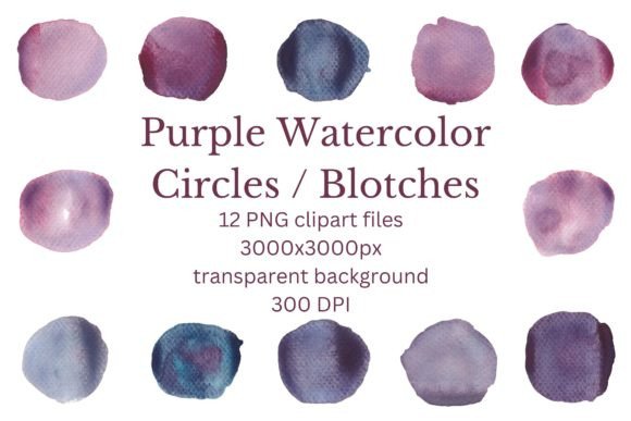 Download 12 Purple Watercolor Splash Blotches PNG - Splash Collection
