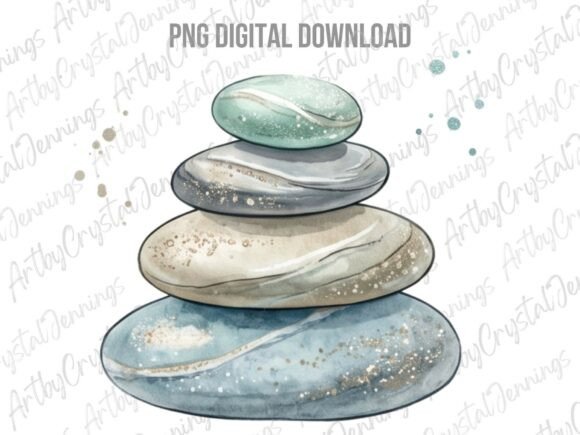 Download Watercolor Zen Stones PNG - Premium Resources