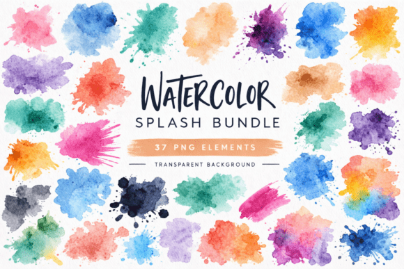 Download 37 Colorful Watercolor Splash Bundle - Splash Collection