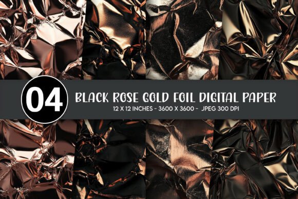Download Black Rose Gold Foil Digital Paper - Paper Collection
