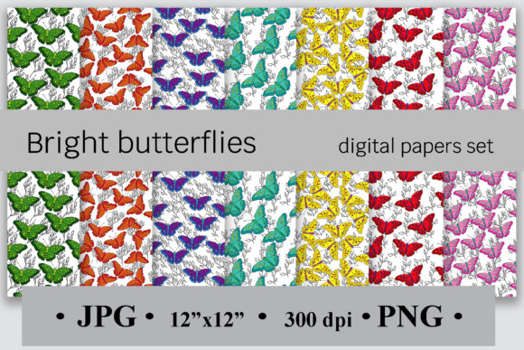 Download Bright Butterflies Digital Papers Set - Paper Collection