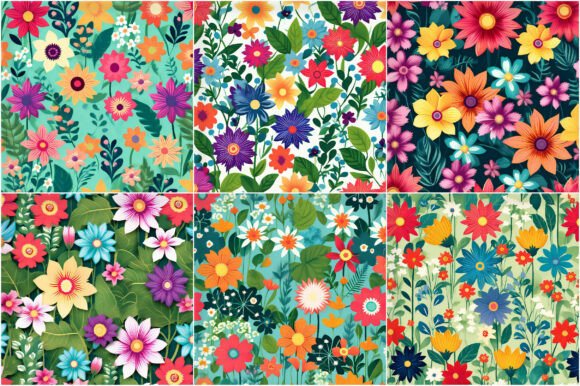 Download Funky Flowers Garden Digital Papers - Paper Collection