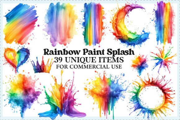 Download Watercolor Rainbow Paint Splash Clipart - Splash Collection