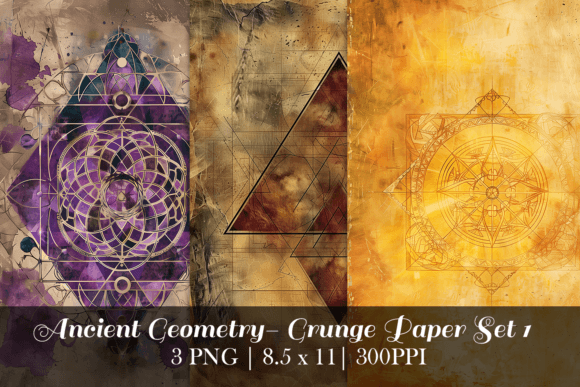 Download Ancient Geometry Grunge Paper Set 1 - Paper Collection