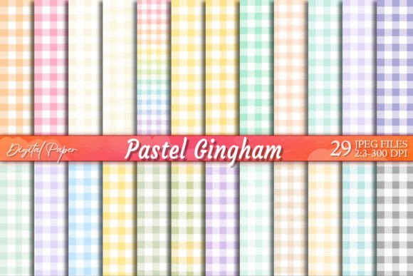 Download Pastel Gingham Plaid Scrapbook Paper Set - Paper Collection
